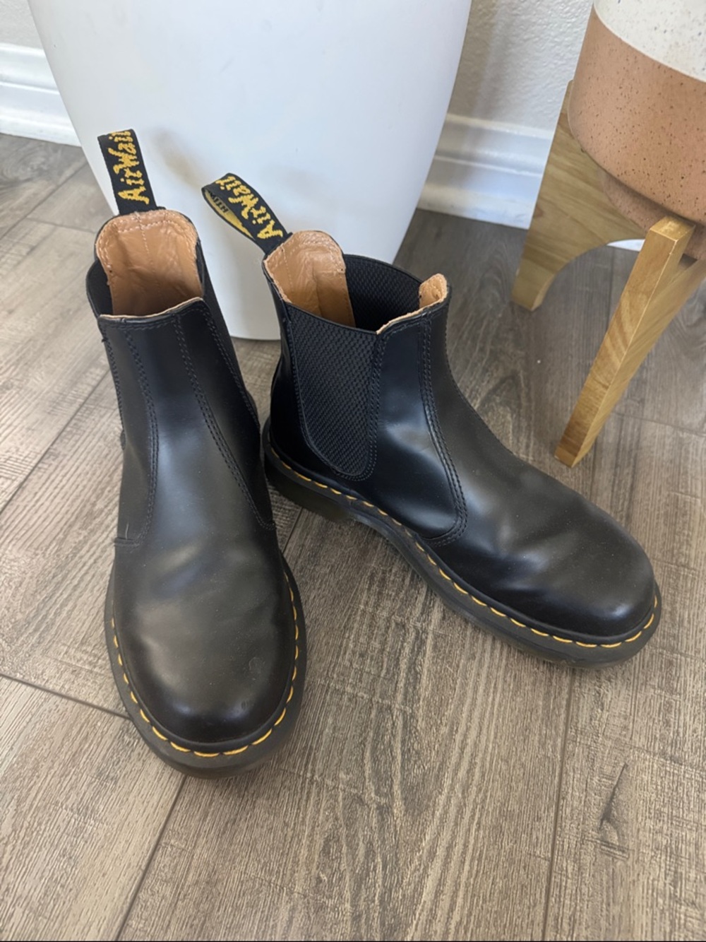 Dr. Martens Black Chelsea Boots with Yellow Stitching 2976YS
